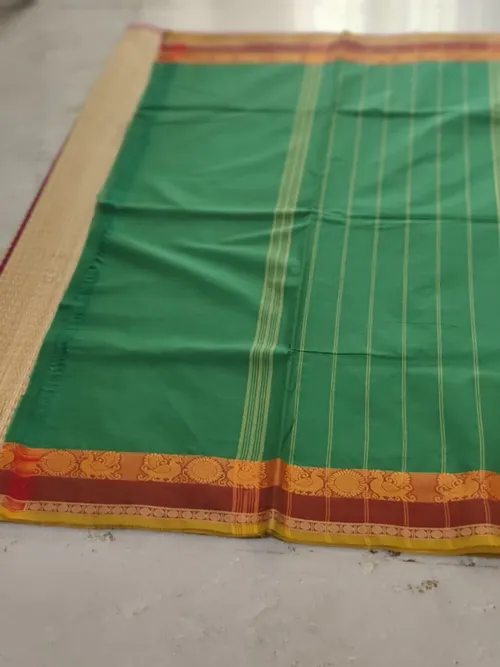Kancheepuram Cotton Dark Parrot Green